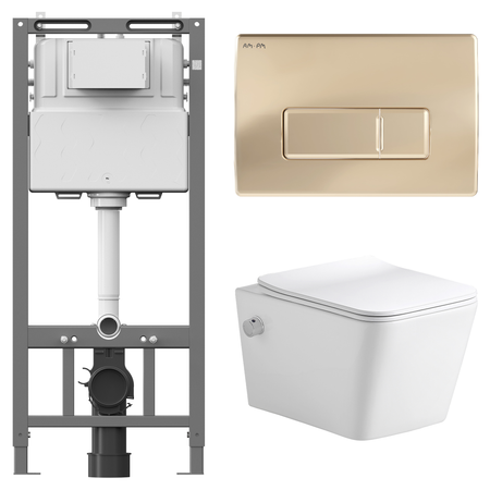 Комплект инсталляции AM.PM Tech с унитазом тип ободка открытый Glory клавиша AM.PM М золотая наклейка на стену золотая серебряная смола крышка выключателя света