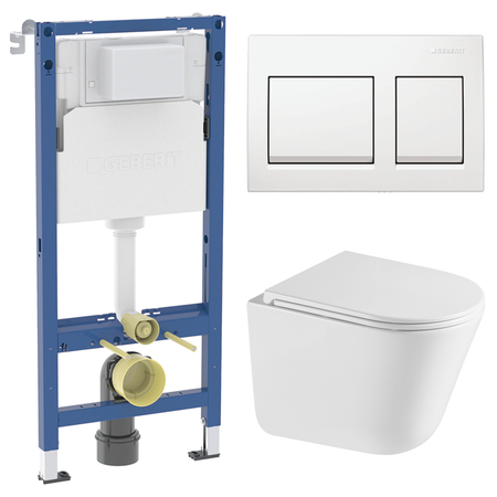 Комплект инсталляции Geberit Alpha с безободковым унитазом Iddis Lahta клавиша Geberit Alpha белая большая керамическая тарелка abdo и белая