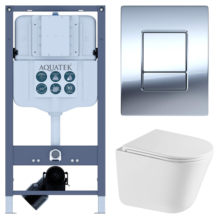 Комплект инсталляции Aquatek Pneumo N 49 с безободковым унитазом Iddis Lahta клавиша Aquatek Pnn-0000002 серая комплект для настройки карбюратора dcnb для husqvarna 28cc