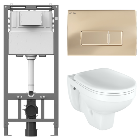 Комплект инсталляции AM.PM Tech с унитазом тип ободка закрытый Rosa Рио клавиша AM.PM М золотая наклейка на стену золотая серебряная смола крышка выключателя света
