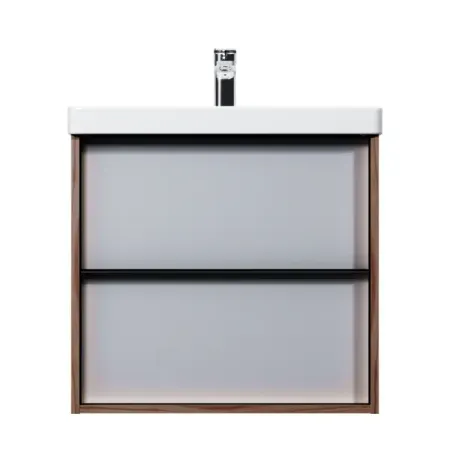 Тумба под раковину подвесная AM.PM Stern 60 см 2 ящика цвет орех с раковиной Konsensa Teano 61 см сифон в комплекте ремовакс ср во д ухода за ушной раковиной 10 мл