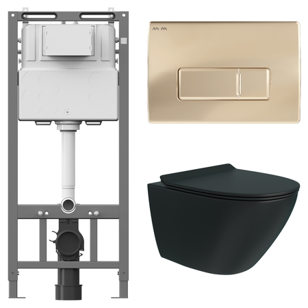 Комплект инсталляции AM.PM Tech с безободковым унитазом Teymi Tiko клавиша AM.PM М золотая наклейка на стену золотая серебряная смола крышка выключателя света