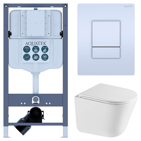 Комплект инсталляции Aquatek Pneumo N 49 с безободковым унитазом Iddis Lahta клавиша Aquatek Pnn-0000001 белая комплект для настройки карбюратора dcnb для husqvarna 28cc