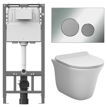 Комплект инсталляции AM.PM Tech с безободковым унитазом AM.PM Force клавиша AM.PM Tech L хром бусины из пенопласта bobo