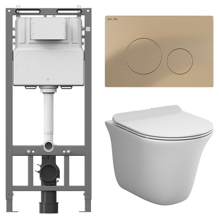 Комплект инсталляции AM.PM Tech с безободковым унитазом AM.PM Force клавиша AM.PM L золотая комплект для свечей из нержавеющей стали 4 предмета