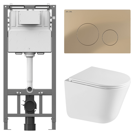 Комплект инсталляции AM.PM Tech с безободковым унитазом Iddis Lahta клавиша AM.PM L золотая наклейка на стену золотая серебряная смола крышка выключателя света