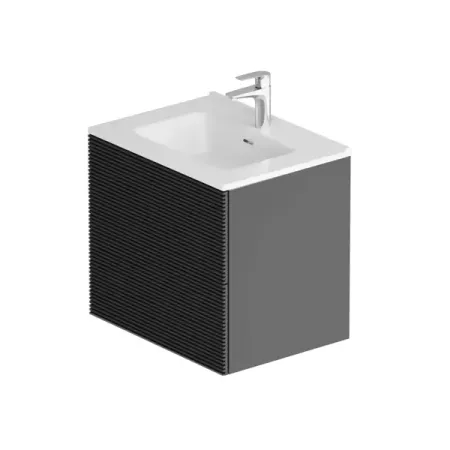 Тумба под раковину AM.PM Struktura M9SFHX0602BMHS, подвесная 60 см, 2 ящика, цвет черный с раковиной AM.PM для тумбы Struktura 60 см hafele box p панель внутреннего ящика серый900мм 553 61 915