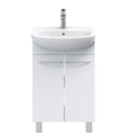 Тумба под раковину Краков ТК-55 напольная 50.5 см цвет белый с раковиной Универсал Исеть 55 см розетта напольная пвх для труб d26мм махагон 2шт