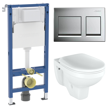 Комплект инсталляции Geberit Alpha с унитазом тип ободка закрытый Rosa Рио клавиша Geberit Alpha хром
