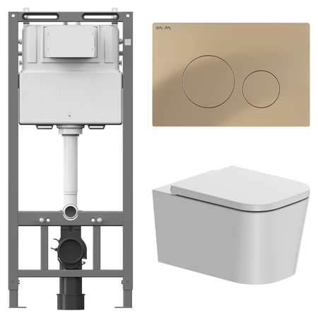 Комплект инсталляции AM.PM Tech с безободковым унитазом AM.PM Moxie клавиша AM.PM L золотая наклейка на стену золотая серебряная смола крышка выключателя света