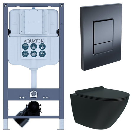 Комплект инсталляции Aquatek Pneumo N 49 с безободковым унитазом Teymi Tiko клавиша Aquatek Pnn-0000004 чёрная комплект для настройки карбюратора dcnb для husqvarna 28cc