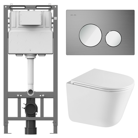 Комплект инсталляции AM.PM Tech с безободковым унитазом Iddis Lahta клавиша AM.PM Tech L хром