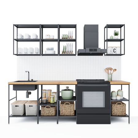 Кухонный гарнитур 180x60 см Вельга цвет черный кухонный удлинитель для крана 360°