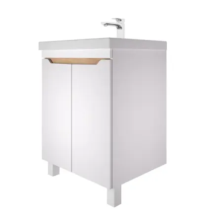 Тумба под раковину Руан напольная 57 см цвет белый/дуб сонома с раковиной Cersanit Colour керамика 60 см цвет белый тумба под раковину напольная амур 60 см белый