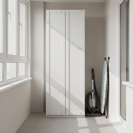 Шкаф распашной Байонна белый с 4 полками 80х232,2х54,5 ЛДСП каркас белый