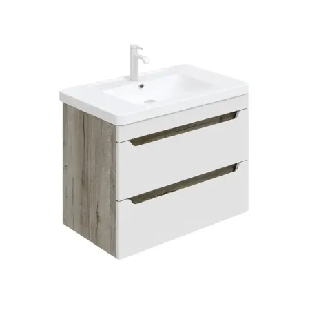 Тумба под раковину подвесная Рондо 60 см МДФ эмаль цвет белый/дуб с раковиной Sanita Luxe Fest 60 персональный планировщик moterm luxe 2 0 из