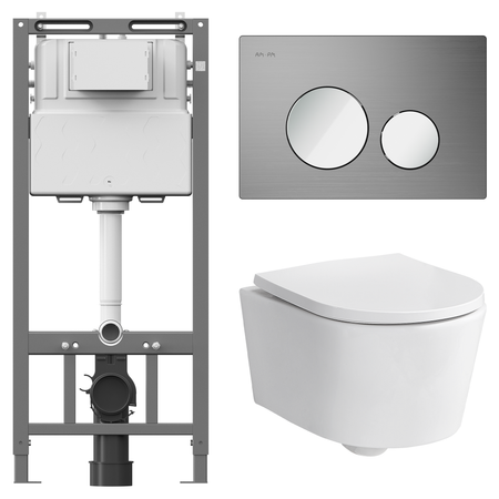 Комплект инсталляции AM.PM Tech с безободковым унитазом Sensea Neo клавиша AM.PM Tech L хром