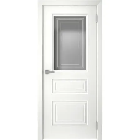 Комплект двери остеклённая Скин 4 60x200 см эмаль белый без доборов ручка дверная cordi al 135d white никель белый вставка белая