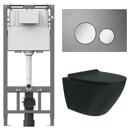 Комплект инсталляции AM.PM Tech с безободковым унитазом Teymi Tiko клавиша AM.PM Tech L хром