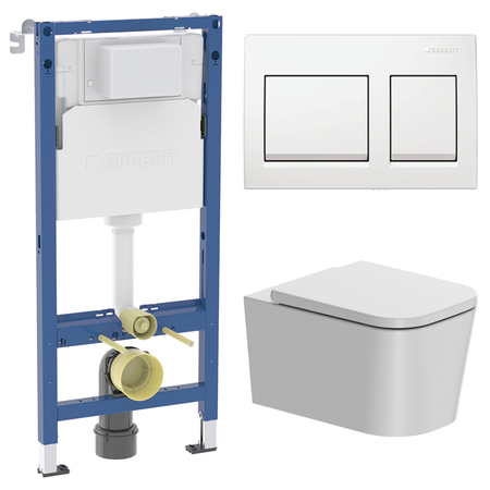 Комплект инсталляции Geberit Alpha с безободковым унитазом AM.PM Moxie клавиша Geberit Alpha белая большая керамическая тарелка abdo и белая