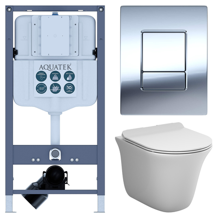 Комплект инсталляции Aquatek Pneumo N 49 с безободковым унитазом AM.PM Force клавиша Aquatek Pnn-0000002 серая комплект для настройки карбюратора dcnb для husqvarna 28cc