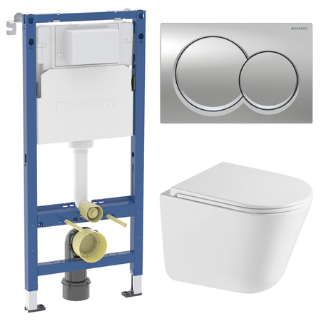 Комплект инсталляции Geberit Alpha с безободковым унитазом Iddis Lahta клавиша Geberit Alpha хром