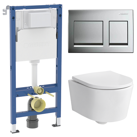 Комплект инсталляции Geberit Alpha с безободковым унитазом Sensea Neo клавиша Geberit Alpha хром