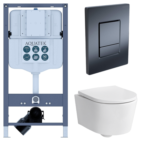 Комплект инсталляции Aquatek Pneumo N 49 с безободковым унитазом Sensea Neo клавиша Aquatek Pnn-0000004 чёрная комплект для настройки карбюратора dcnb для husqvarna 28cc