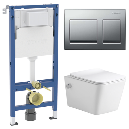 Комплект инсталляции Geberit Alpha с унитазом тип ободка открытый Glory клавиша Geberit Alpha хром