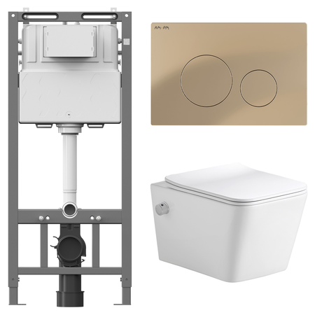 Комплект инсталляции AM.PM Tech с унитазом тип ободка открытый Glory клавиша AM.PM L золотая наклейка на стену золотая серебряная смола крышка выключателя света