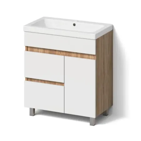 Тумба под раковину Cube 80 см напольная эмаль цвет белый глянец/дуб вотан с раковиной Cersanit Como 80 см cloxy нейлоновые шестигранные винты m3 m10 белый