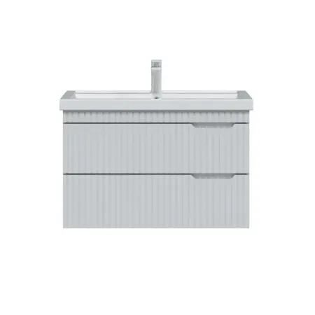 Тумба под раковину Фостер 80 подвесная МДФ матовый 2 ящика цвет белый с раковиной Фостер 80 см