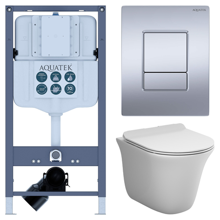 Комплект инсталляции Aquatek Pneumo N 49 с безободковым унитазом AM.PM Force клавиша Aquatek Pnn-0000003 серая комплект для настройки карбюратора dcnb для husqvarna 28cc