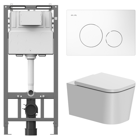 Комплект инсталляции AM.PM Tech с безободковым унитазом AM.PM Moxie клавиша AM.PM Tech белая большая керамическая тарелка abdo и белая