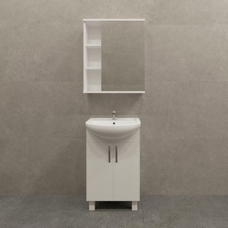 Тумба под накладную раковину T-50 48.5x78 раковина Универсал Рома шкаф с зеркалом Лц цвет корпуса белый светящаяся статуя призрака в зеркале