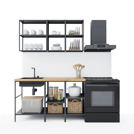 Кухонный гарнитур 140x60 см Вельга цвет черный кухонный удлинитель для крана 360°