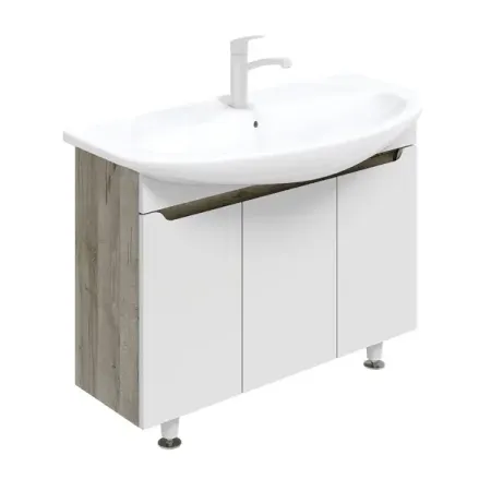 Тумба под раковину напольная Рондо 105 см МДФ эмаль цвет белый/дуб с раковиной Kirovit Стиль 105 квадрат керамика курильница из цинкового сплава китайский стиль