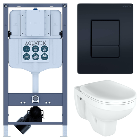 Комплект инсталляции Aquatek Pneumo N 49 с унитазом тип ободка закрытый Rosa Рио клавиша Aquatek Pnn-0000005 чёрная комплект для настройки карбюратора dcnb для husqvarna 28cc