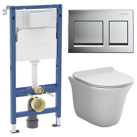 Комплект инсталляции Geberit Alpha с безободковым унитазом AM.PM Force клавиша Geberit Alpha хром