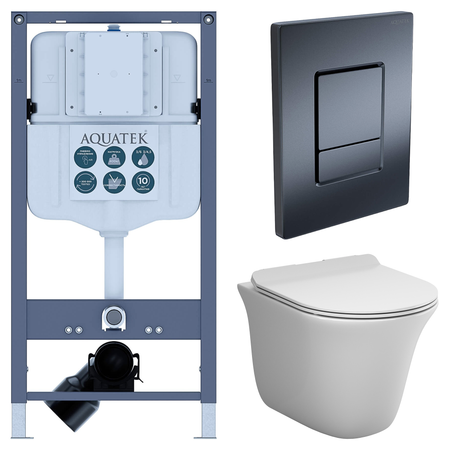 Комплект инсталляции Aquatek Pneumo N 49 с безободковым унитазом AM.PM Force клавиша Aquatek Pnn-0000004 чёрная комплект для настройки карбюратора dcnb для husqvarna 28cc