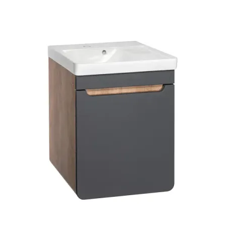 Тумба под раковину подвесная Окинава 50 см цвет графит с раковиной Sensea Easy 51 см kaco easy многофункциональная ручка 0 5 мм