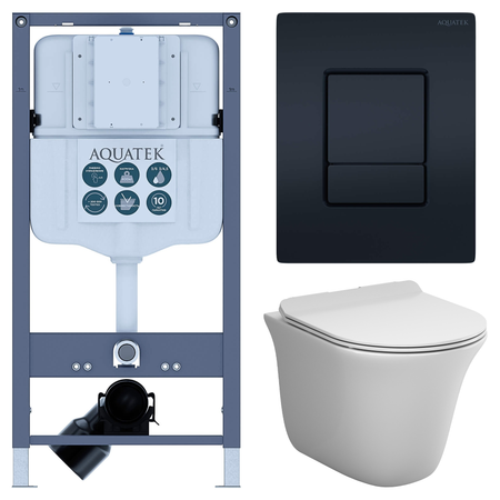 Комплект инсталляции Aquatek Pneumo N 49 с безободковым унитазом AM.PM Force клавиша Aquatek Pnn-0000005 чёрная комплект для настройки карбюратора dcnb для husqvarna 28cc