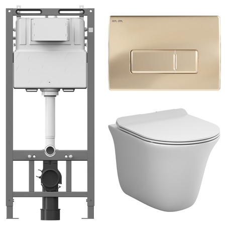 Комплект инсталляции AM.PM Tech с безободковым унитазом AM.PM Force клавиша AM.PM М золотая наклейка на стену золотая серебряная смола крышка выключателя света
