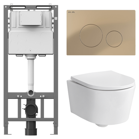 Комплект инсталляции AM.PM Tech с безободковым унитазом Sensea Neo клавиша AM.PM L золотая наклейка на стену золотая серебряная смола крышка выключателя света