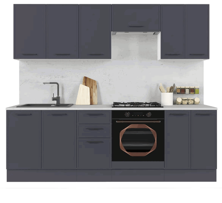 Кухонный гарнитур «Неро» 240x60 см МДФ цвет графит кухонный удлинитель для крана 360°