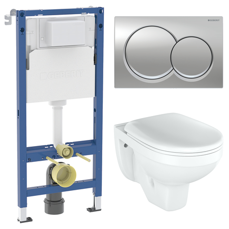 Комплект инсталляции Geberit Alpha с унитазом тип ободка закрытый Rosa Рио клавиша Geberit Alpha хром