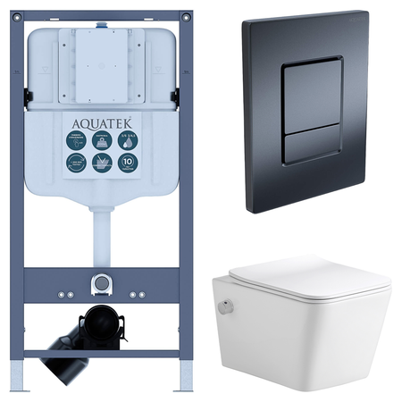 Комплект инсталляции Aquatek Pneumo N 49 с унитазом тип ободка открытый Glory клавиша Aquatek Pnn-0000004 чёрная электрическое портативное биде wower yf 350ml черное 2 3 л