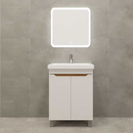 Тумба под накладную раковину Руан 60x83 раковина Амур шкаф-пенал Руан шкаф с зеркалом цвет корпуса белый