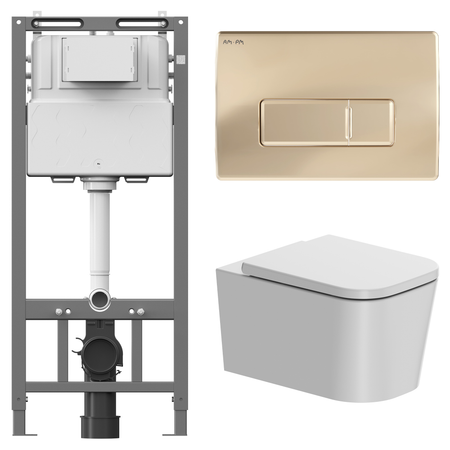 Комплект инсталляции AM.PM Tech с безободковым унитазом AM.PM Moxie клавиша AM.PM М золотая наклейка на стену золотая серебряная смола крышка выключателя света