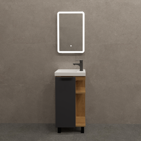 Тумба под накладную раковину KONSENSA Сохо черная 40x78 мини-раковина Cersanit Como цвет корпуса желтый керамическая птичка скандинавского стиля